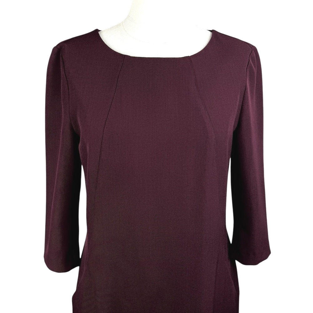MM LaFleur Dress Womens Size 8 Plum Purple Career Work Office 3/4 Sleeve - Picture 2 of 10